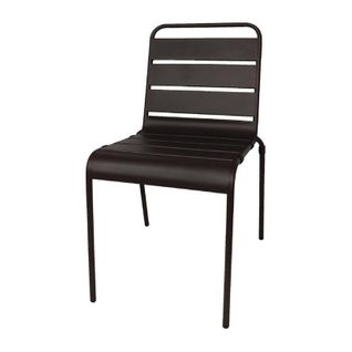 Chaise à Lattes En Acier Noire - Lot De 4 -