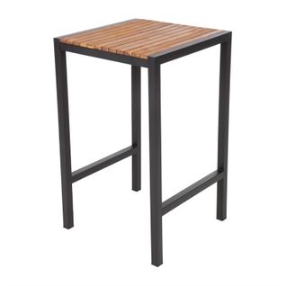 Table Mange-debout Carré En Acier Et Acacia - H1000 Mm -