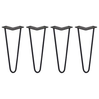 4 Pieds De Table En Épingle à Cheveux - 30,5cm - 2 Tiges - 10mm – Fini Noir