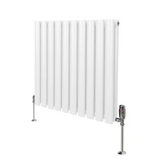 Radiateur Colonne Ovale et Robinet Thermostatique Blanc 600 X 600mm