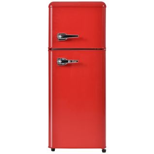 Réfrigérateur Congélateur 2 Portes Vintage Compact 92L Hauteur 101 cm Rouge