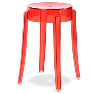 Tabouret Victoire - 47cm - Design Transparent Rouge