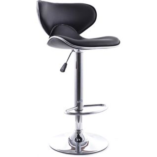 Tabouret De Bar Curved Back Pivotant - Réglable En Hauteur Noir