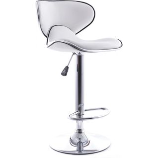 Tabouret De Bar Curved Back Pivotant - Réglable En Hauteur Blanc