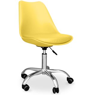 Chaise De Bureau Tulip Pivotante à Roulettes Jaune