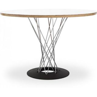 Table à Manger Ronde En Bois Avec Pieds En Acier – Jany Blanc