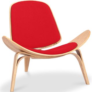 Fauteuil Design - Fauteuil Scandinave - Revêtement En Tissu - Luna Rouge