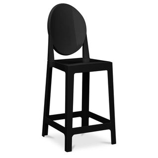 Tabouret De Bar Avec Dossier Victoire - 65cm - Design Transparent Noir