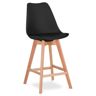Premium Tabouret De Bar Brielle Avec Coussin De Style Scandinave - Bois Noir