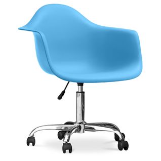 Chaise De Bureau Avec Accoudoirs - Chaise De Bureau à Roulettes - Emery Bleu