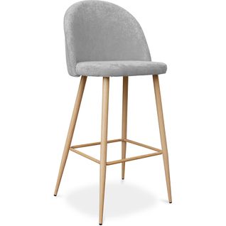 Tabouret Tapissé En Tissu - Design Scandinave - 76cm - Bennett Gris Clair