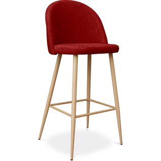 Tabouret Tapissé En Tissu - Design Scandinave - 76cm - Bennett Rouge