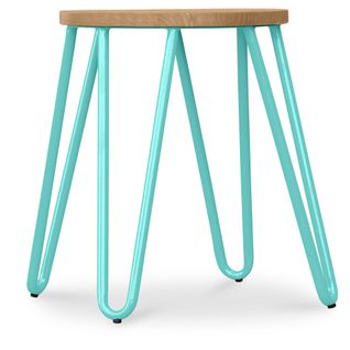 Tabouret Hairpin - 44cm - Bois Clair Et Métal Vert Pastel