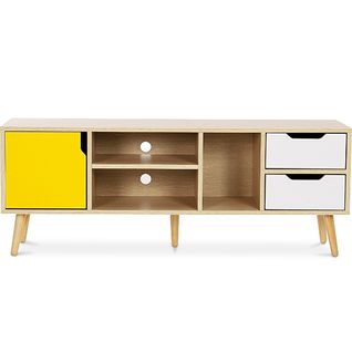 Meuble TV En Bois - Design Scandinave - Haley  Jaune