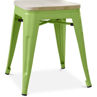 Tabouret Style Bistrot Metalix - Métal Et Bois Clair  - 45cm Vert Clair