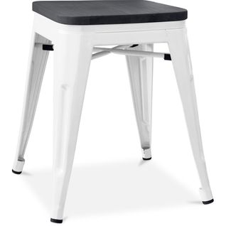 Tabouret Style Bistrot Metalix - 46 Cm - Métal Et Bois Foncé Blanc