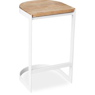 Tabouret Industriel En Métal Et Bois 60cm - Esis Blanc