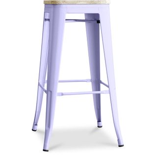 Tabouret Bistrot Metalix - 76 Cm - Métal Et Bois Clair Lavande