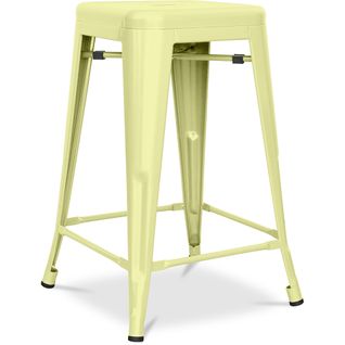 Tabouret De Bar Design Industriel - Acier Mat - 60cm - Metalix Jaune Pâle
