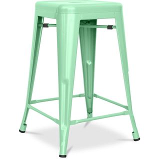 Tabouret De Bar Design Industriel - Acier Mat - 60cm - Metalix Menthe