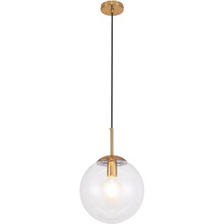 Lampe Suspension Dorée Design En Verre Transparent
