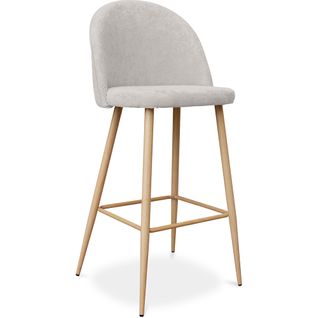 Tabouret Tapissé En Tissu - Design Scandinave - 76cm - Bennett Crème