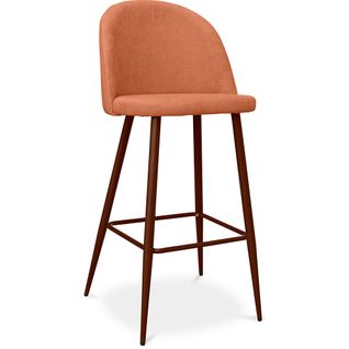 Tabouret Rembourré En Tissu - Design Scandinave - 76cm - Bennett Orange