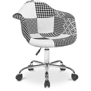 Chaise De Bureau Emery Blanche Et Noire - Patchwork Blanc / Noir