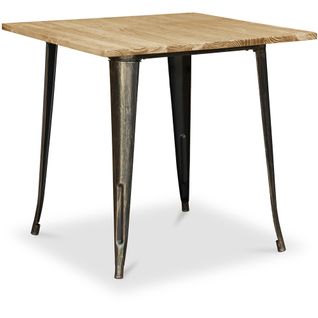 Table à Manger Industriel Bistrot Metalix - 80 Cm - Bois Léger Bronze Métallisé