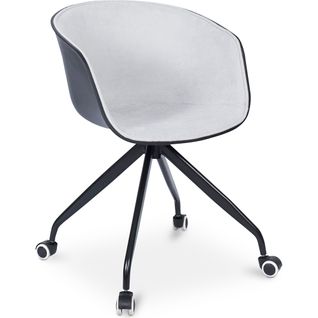 Chaise De Bureau Noire Rembourrée Avec Accoudoirs Et Roues Gris Clair