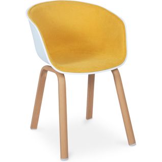 Chaise De Salle à Manger Blanche Rembourrée Avec Accoudoirs Jaune