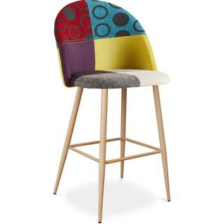 Tabouret Rembourré En Patchwork - Style Scandinave - Bennett Multicolore