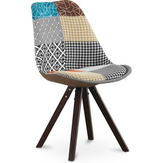 Chaise à Manger Brielle Design Scandi Rétro Pieds Foncés - Multicolore Premium - Patchwork Amy Multi