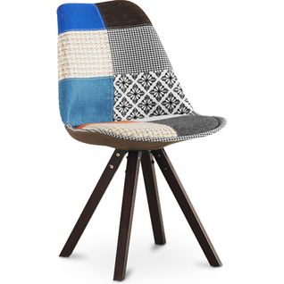 Chaise à Manger Brielle Design Scandi Rétro Pieds Foncés - Multicolore Premium - Patchwork Piti Mult