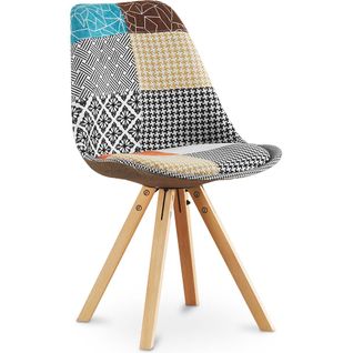 Chaise à Manger Brielle Design Scandi Rétro - Multicolore Premium -  Patchwork Amy Multicolore