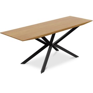 Table à Manger 220 Cm Rectangulaire Design – Bois et Métal Noir – 6/8 Places – Holh Bois Naturel
