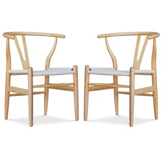 X2 Chaise De Salle à Manger Design Scandinave Bois Assise En Corde - Wish Bois Naturel