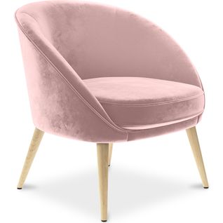 Fauteuil En Velours Rembourré - Oirna Rose Clair
