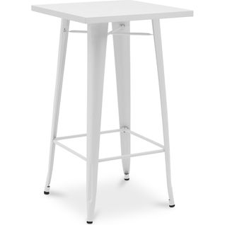 Table De Bar Bistrot Metalix Design Industriel En Métal - 100cm- Blanc