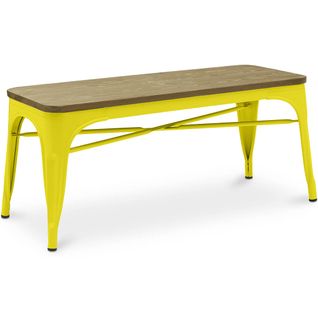 Banc Bistrot Metalix Design Industriel En Métal Et Bois Clair - Jaune