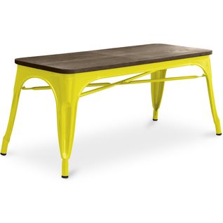 Banc Bistrot Metalix Design Industriel En Métal Et Bois Foncé - Jaune