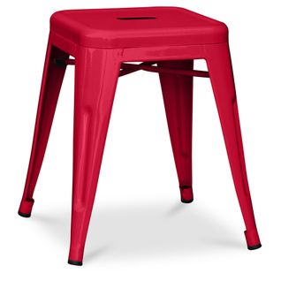 Tabouret Design Industriel - 45cm - Nouvelle Édition - Metalix Rouge