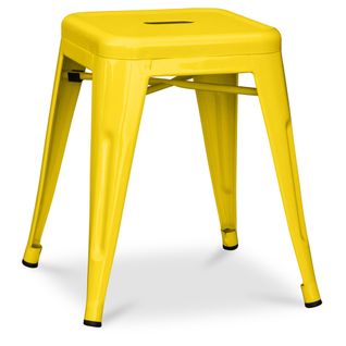 Tabouret Design Industriel - 45cm - Nouvelle Édition - Metalix Jaune