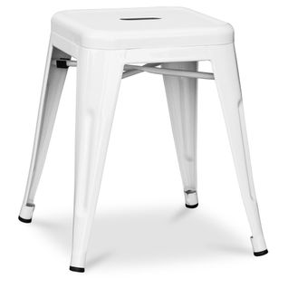 Tabouret Design Industriel - 45cm - Nouvelle Édition - Metalix Blanc