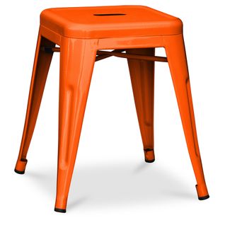 Tabouret Design Industriel - 45cm - Nouvelle Édition - Metalix Orange