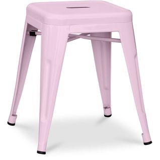 Tabouret Design Industriel - 45cm - Nouvelle Édition - Metalix Rose Pâle