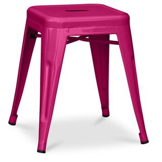 Tabouret Design Industriel - 45cm - Nouvelle Édition - Metalix Fuchsia