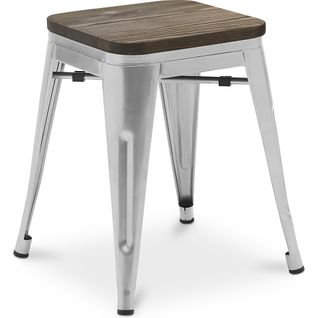 Tabouret De Bar Design Industriel - Bois et Métal - 45 Cm - - Metalix Acier