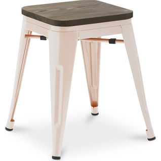 Tabouret De Bar Design Industriel - Bois et Métal - 45 Cm - - Metalix Orange Pâle