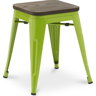 Tabouret De Bar Design Industriel - Bois et Métal - 45 Cm - - Metalix Vert Clair